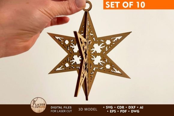 Download CHRISTMAS STARS Set, 3D Model Home Decor - Model Collection