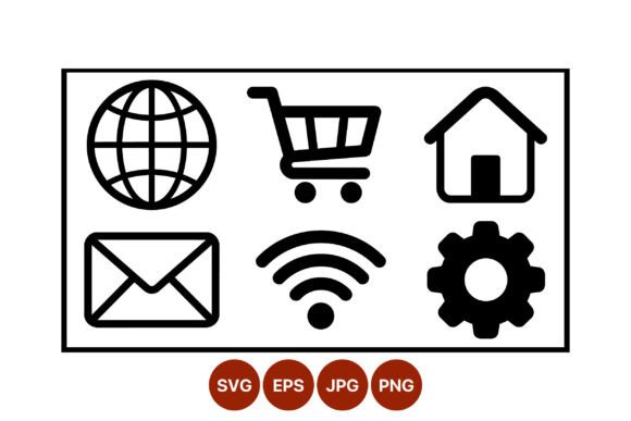Download Line Art Internet Icons Black White - White Collection