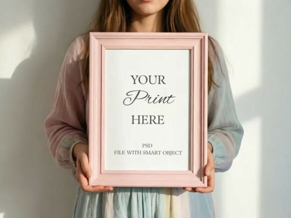 Download Vertical Pink Frame Held by Person-PSD - Person Collection