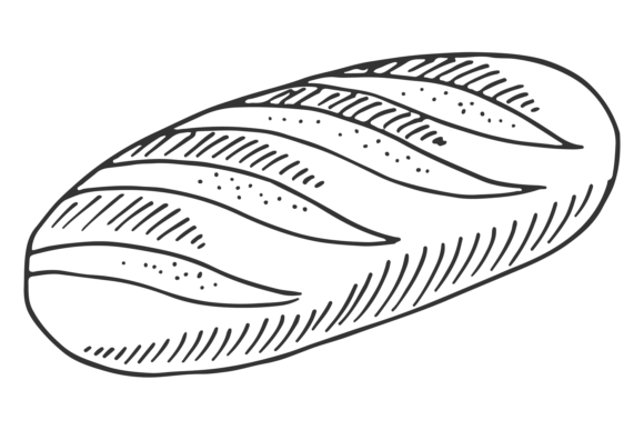 Download Wheat Bread Sketch. Tasty Fresh White Ba - White Collection