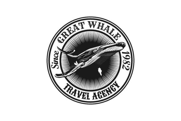 Download Black and White Stylish Emblem Big Whale - White Collection