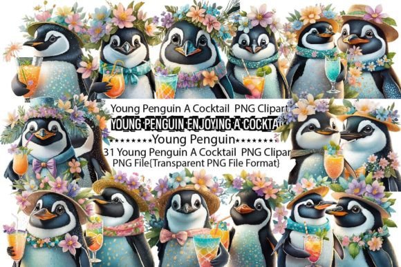 Download Young Penguin Adorned with Flowers Enjoy - Young Collection