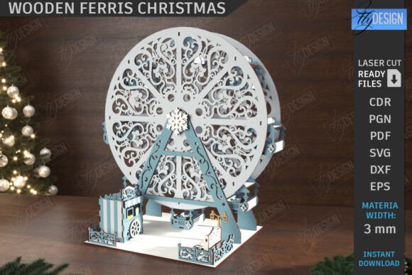 Download Wooden Ferris Wheel Model Laser Cut|Xmas - Model Collection