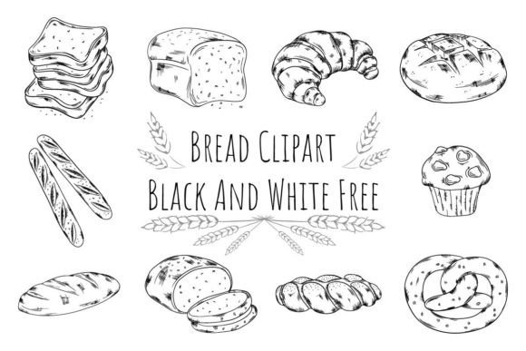Download Bread Clipart Black and White Free - White Collection