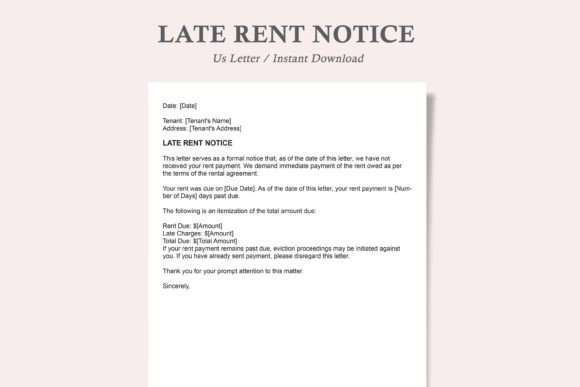 Download Late Rent Notice,rental Agreement Letter - Premium Resources