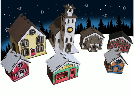 Download 3D Model Christmas Village Winter Scene - Model Collection