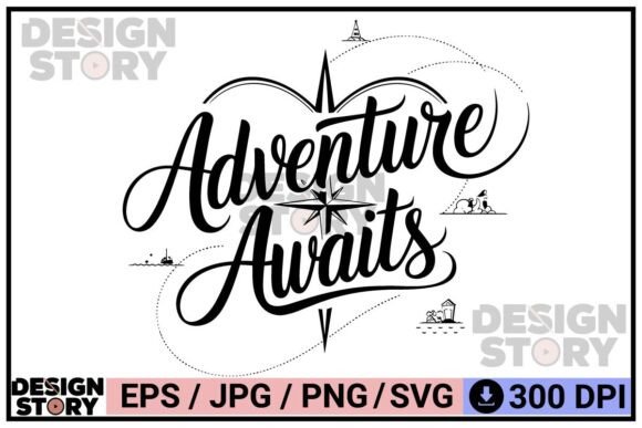 Download Adventure Awaits Compass Typography Art - Typography Collection