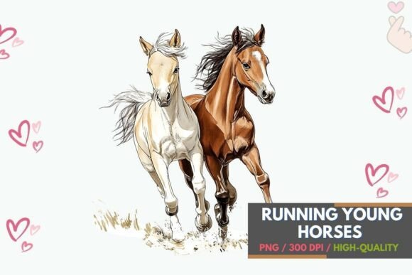 Download Running Young Horses Sublimation Art - Premium Resources